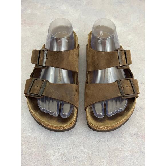 Birkenstock Shoes - Birkenstock Arizona Brown Leather Sandals EU39 Womens US Size 8 FLAWS READ